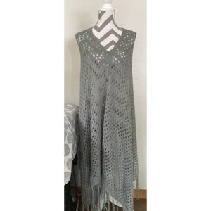 Lularoe Mimi Poncho Sweater Onesize Gray Button Down